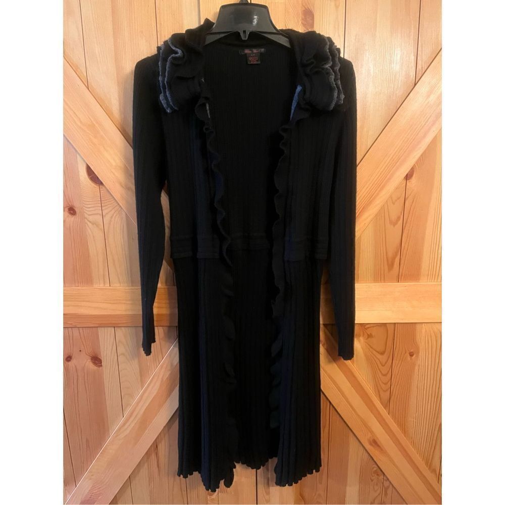 Alison Sheri Ruffle black Cardigan Size Small (1561) - Picture 3 of 8